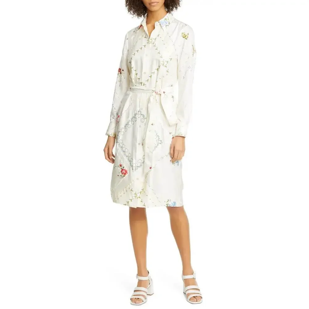 Tory Burch 10 2020 Silk Printed Ivory Tea Dress